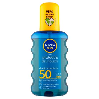 NIVEA Sun Protect &amp; Dry Touch neviditeľný sprej na opaľovanie OF 50, 200 ml