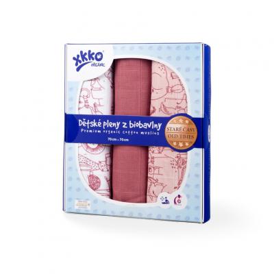 XKKO Organic Staré časy - Plienky z biobavlny - Safari Mesa Rose MIX, 70x70