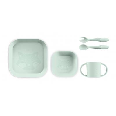 Miniland Dolce  5-dielny set na jedenie pre deti, štvorcový, mätový