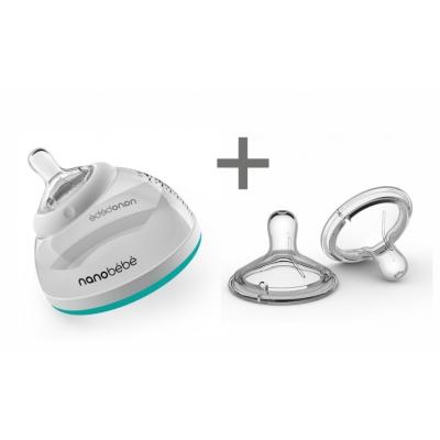 Nanobébé Fľaša na kŕmenie / skladovanie mlieka, 240ml + náhradný cumlík - 2ks, 0m+, tyrkys