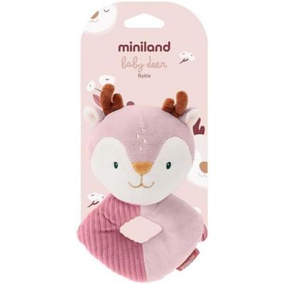 Miniland Senzorická hrkálka Jelenček – Mäkká rozvojová hračka pre bábätká od 0 mesiacov