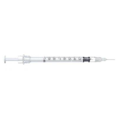 SOL-CARE Bezpečnostná striekačka na tuberkulín s ihlou 1 ml 27G 1/2&quot; 0,4 x 12,5 mm, 100 ks