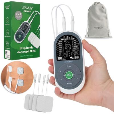VITAMMY STIMULA Elektrostimulátor svalov, terapia TENS EMS a masáž 3 v 1 + 4 elektródy