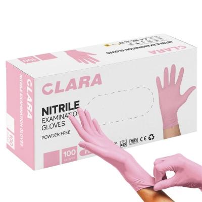 Clara CLARA Nitrilové rukavice bezpudrové, ružové, veľ. M, 100 ks