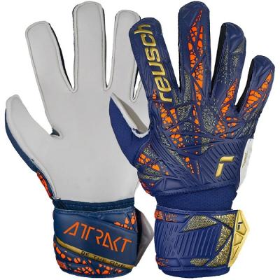 Reusch Attrakt Solid Junior Detské brankárske rukavice, bielo/modro/zlaté, veľ. 4