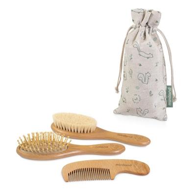Miniland ECO-friendly Súprava na starostlivosť o dieťa (2 kefky, hrebeň, taška), Veverička