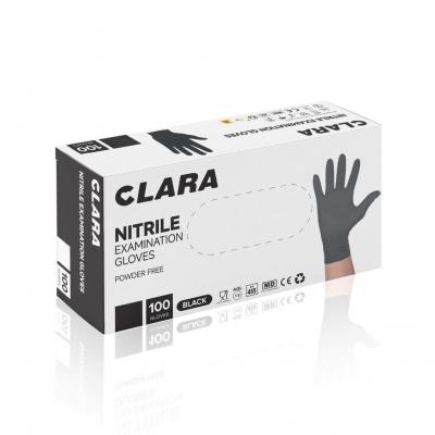 Clara CLARA Bezpúdrové nitrilové rukavice čierne XS, 100 ks
