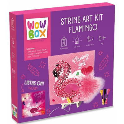 WOW BOX Kreatívna sada 3D šnúrkový Plameniak s LED svetielkami