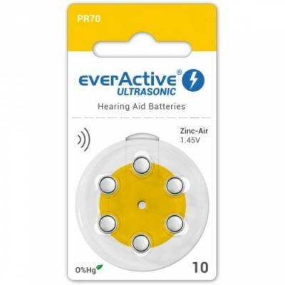 everActive Ultrasonic 1,45 V Náhradné batérie do načúvacích prístrojov, veľkosť 10, 6ks