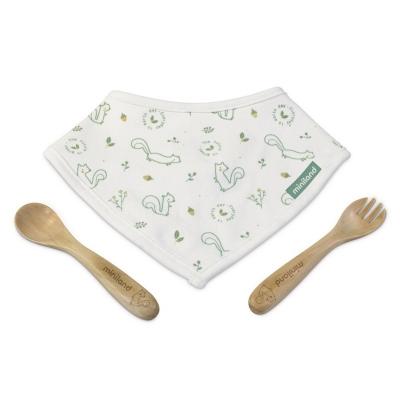 Miniland ECO-friendly Sada ekologických príborov s podbradníkom, Veverička