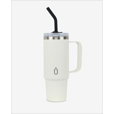 Runbott Latt Termohrnček s rúčkou a slamkou – 800 ml, Krémový