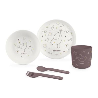 Miniland ECO-friendly Jedálenský set pre dieťa, 5-dielny, Vtáčik