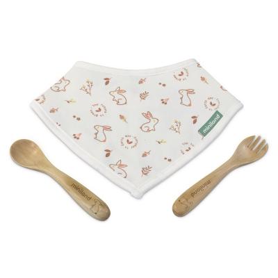 Miniland ECO-friendly Sada ekologických príborov s podbradníkom, Zajac