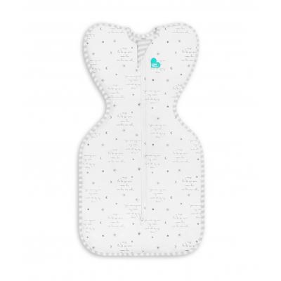 Love To Dream Swaddle UP - veľkosť XS - biela, Nápisy STAGE1 - 0,2 TOG Original