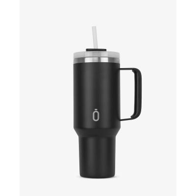 Runbott Latt Termohrnček s rúčkou a slamkou – 1L, Čierny