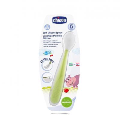 CHICCO Lyžička silikón Soft zelená 6m+