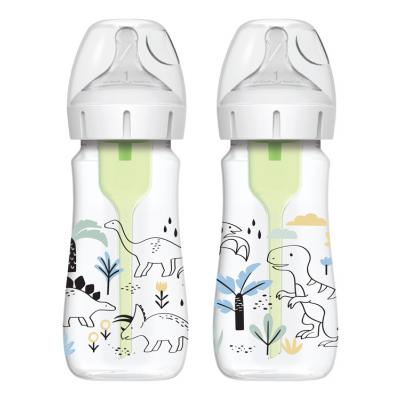 DR.BROWN'S Fľaša dojčenská Anti-colic Wide Neck Dino 270ml, 2ks