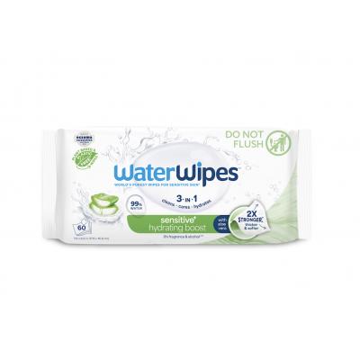 WATERWIPES Obrúsky vlhčené Hydrating clean with aloe vera 3in1 60 ks 