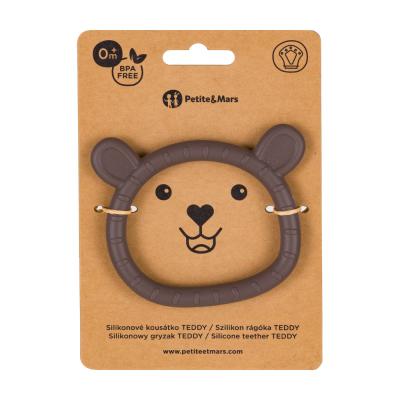PETITE&MARS Hryzačka silikónová Teddy Bitter Cocoa 0m+