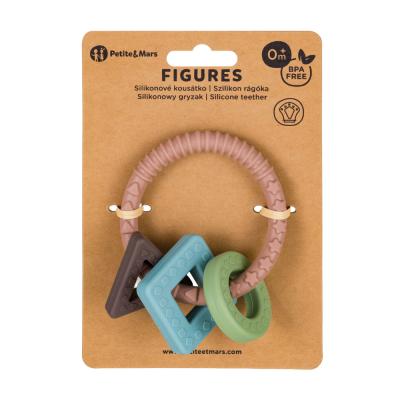 PETITE&MARS Hryzačka silikónová Figures Velvet Latte 0m+