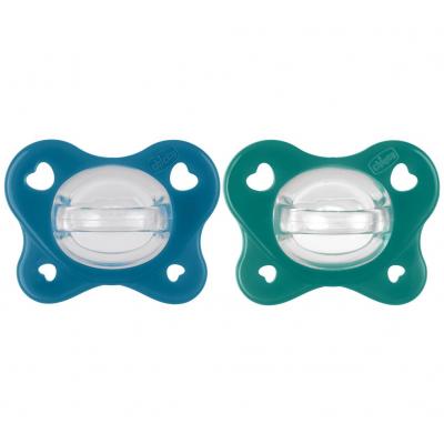 CHICCO Cumlík Physio Dual Soft silikónový chlapec 16-36m, 2 ks