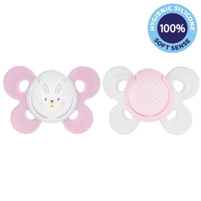 CHICCO Cumlík Physio Comfort silikónový 2-6m dievča - zajačik/bodky 2 ks