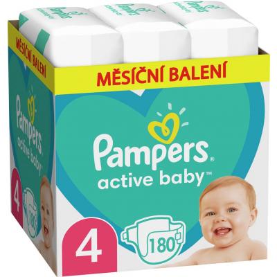 PAMPERS Active Baby Plienky jednorazové 4 (9-14 kg) 180 ks - MESAČNÁ ZÁSOBA