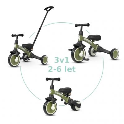 QPLAY Trojkolka Stager 3v1 Green, 2-6 rokov