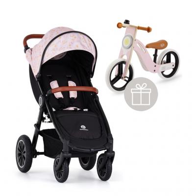 PETITE&MARS Kočík Street+ Air Oak + Strieška Limited 100 Kingdom + odrážadlo Uniq Pink