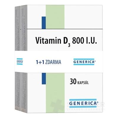 GENERICA Vitamin D3 800 I.U. AKCIA (1+1 zdarma)