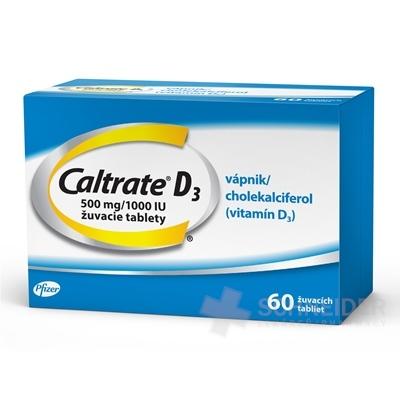 Caltrate D3 500 mg/1000 IU žuvacie tablety