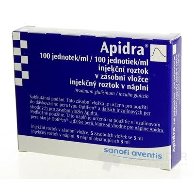 Apidra 100 jednotiek/ml inj. roztok v náplni