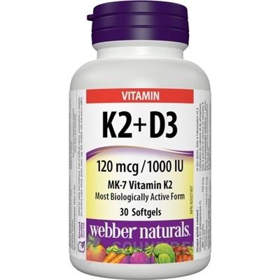 Webber Naturals Vitamín K2+D3 120 mcg/1000 IU